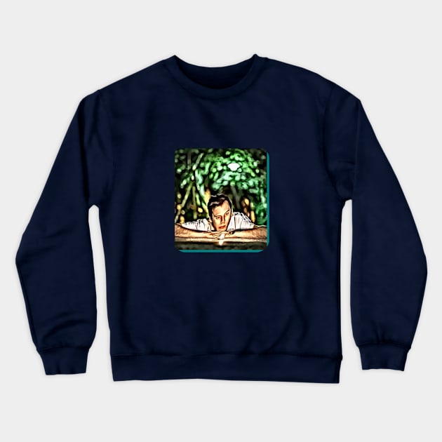 Man night trees light thinking out of box make money Crewneck Sweatshirt by Lebihanto